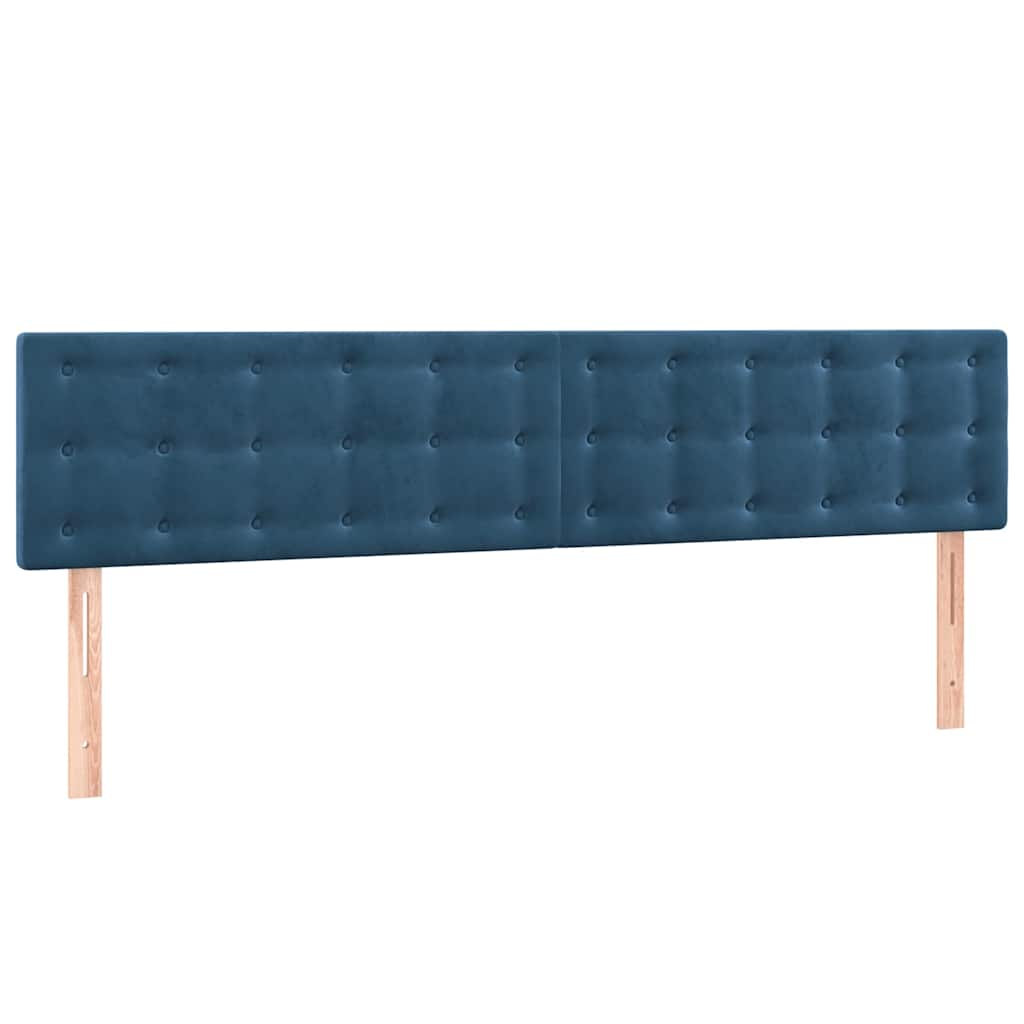 sötétkék bársony rugós ágy matraccal 120x190 cm