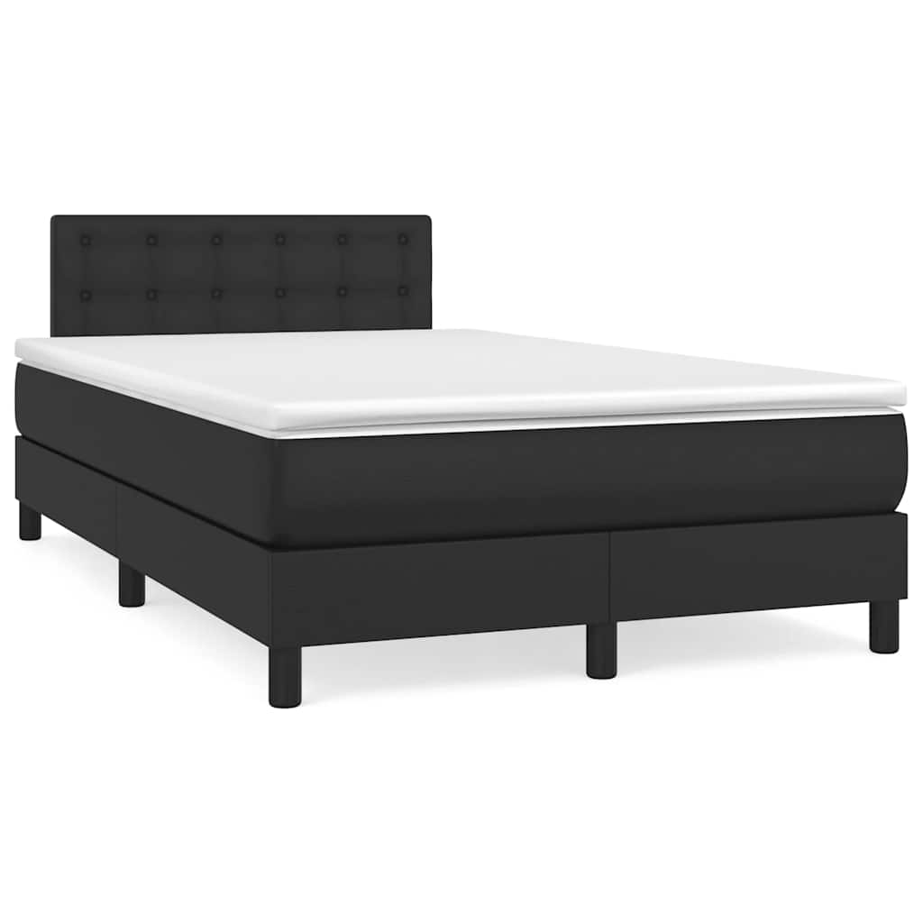 fekete műbőr rugós és LED-es ágy matraccal 120x190 cm