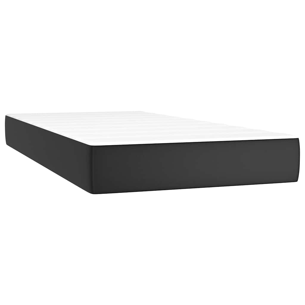 fekete műbőr rugós és LED-es ágy matraccal 120x190 cm