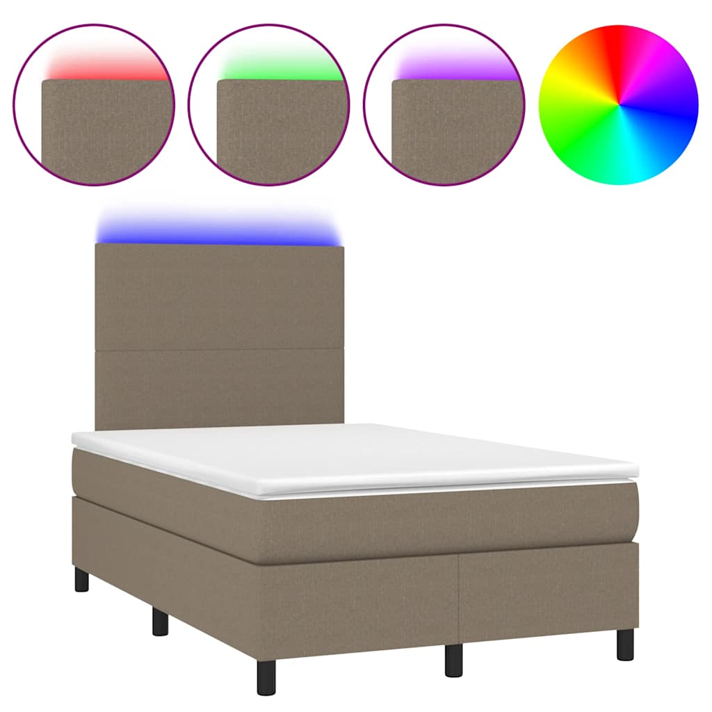 tópszínű szövet rugós és LED-es ágy matraccal 120x190cm