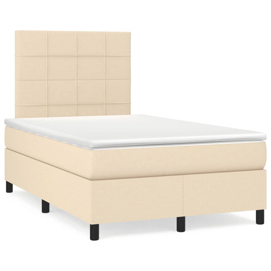 krémszínű szövet rugós és LED-es ágy matraccal 120x190cm
