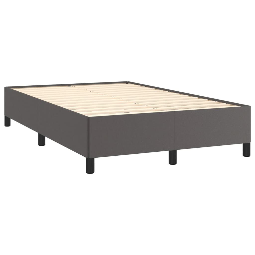 szürke műbőr rugós és LED-es ágy matraccal 120x190 cm