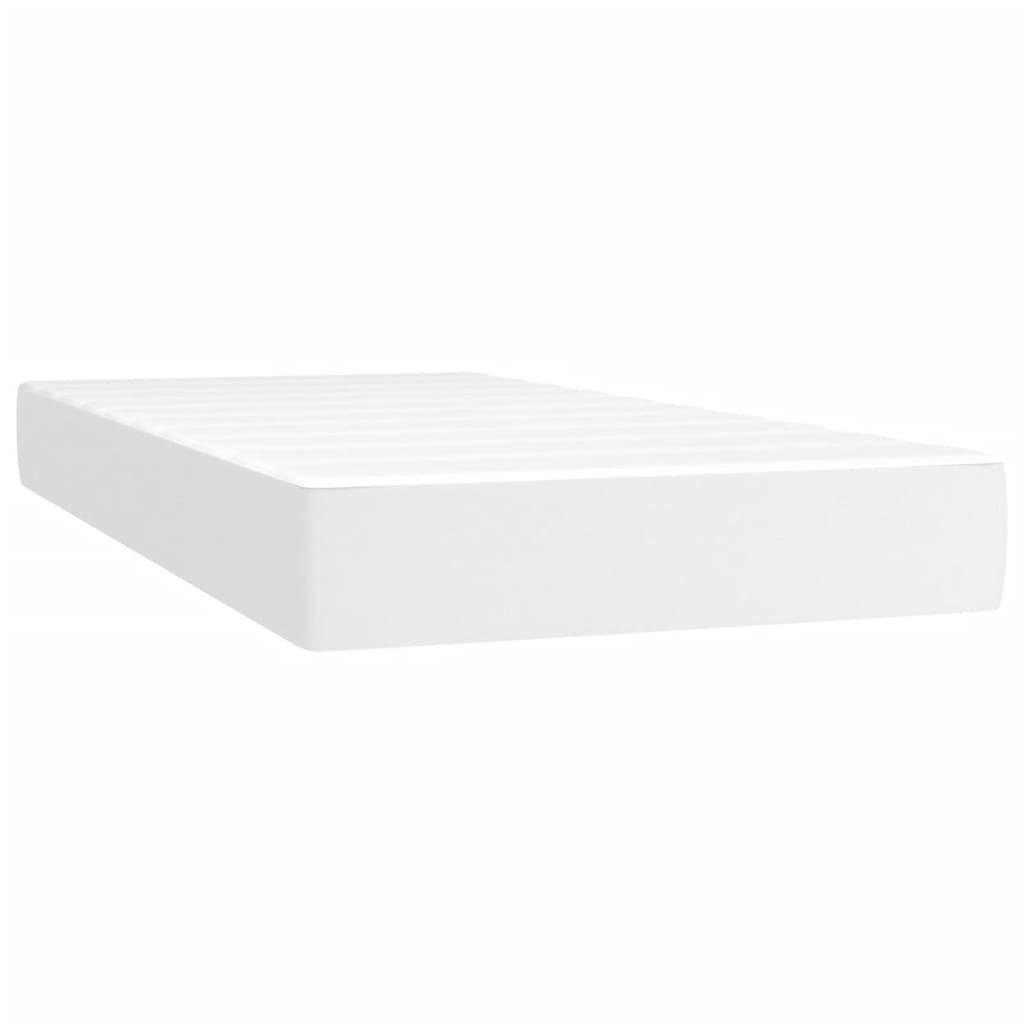 fehér műbőr rugós és LED-es ágy matraccal 120x190 cm
