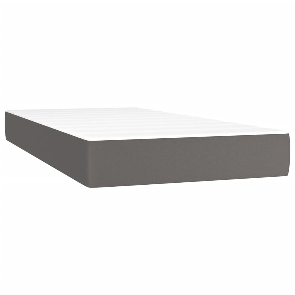 szürke műbőr rugós és LED-es ágy matraccal 120x190 cm