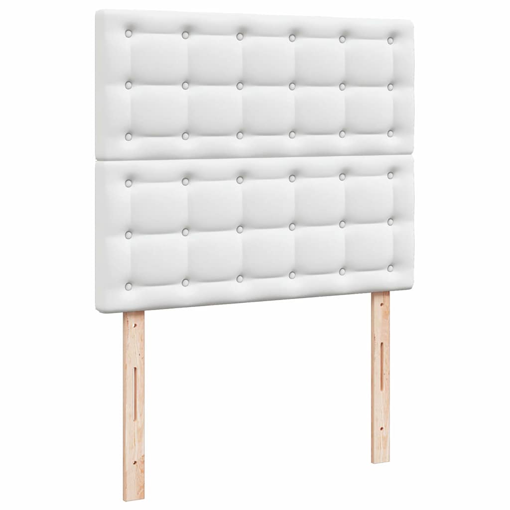 fehér műbőr rugós és LED-es ágy matraccal 120x190 cm