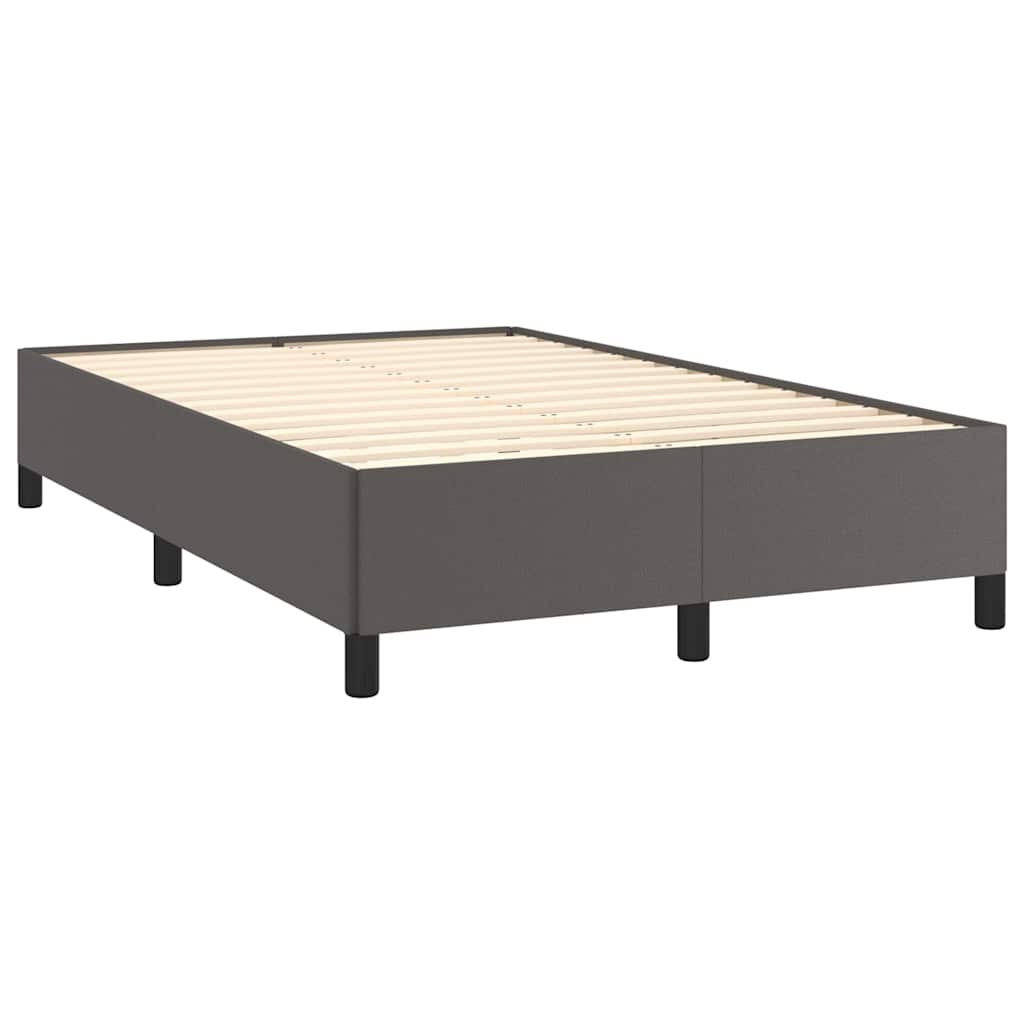 szürke műbőr rugós és LED-es ágy matraccal 120x190 cm