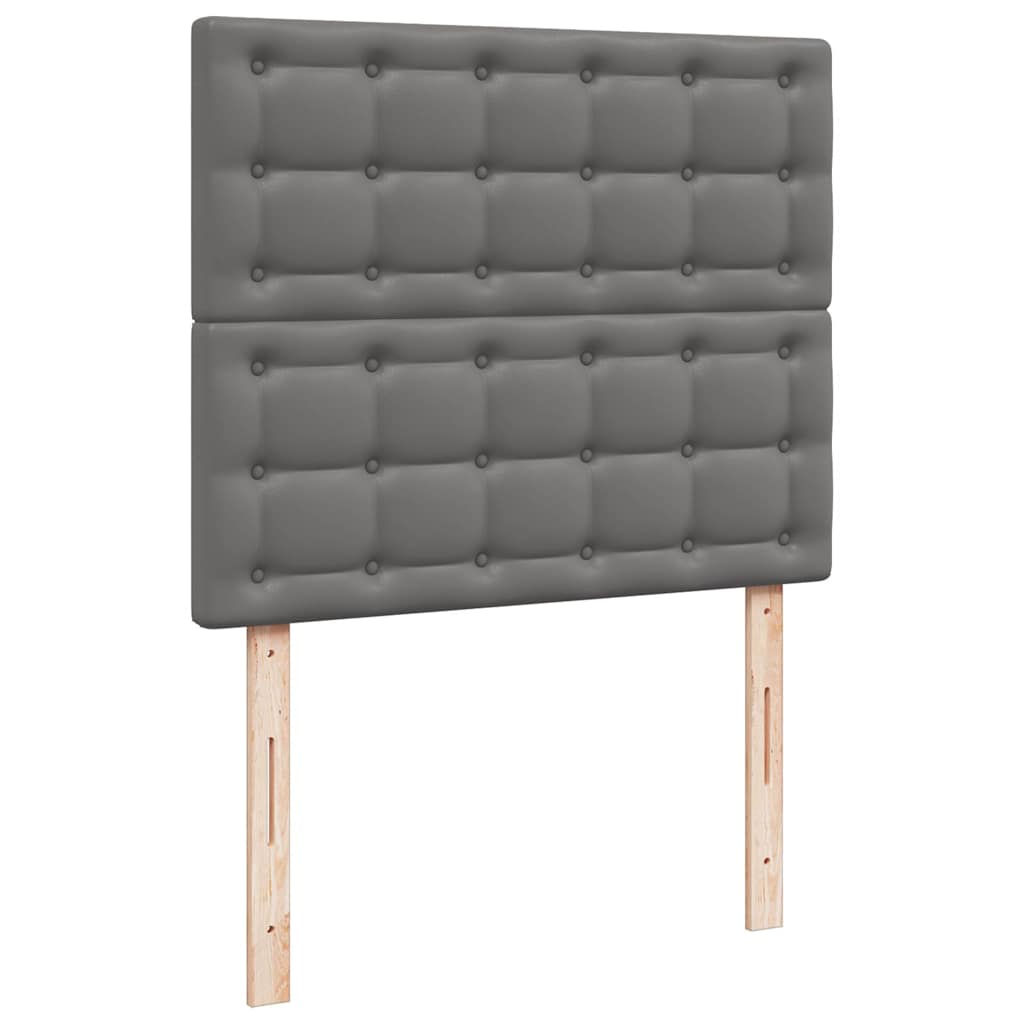 szürke műbőr rugós és LED-es ágy matraccal 120x190 cm