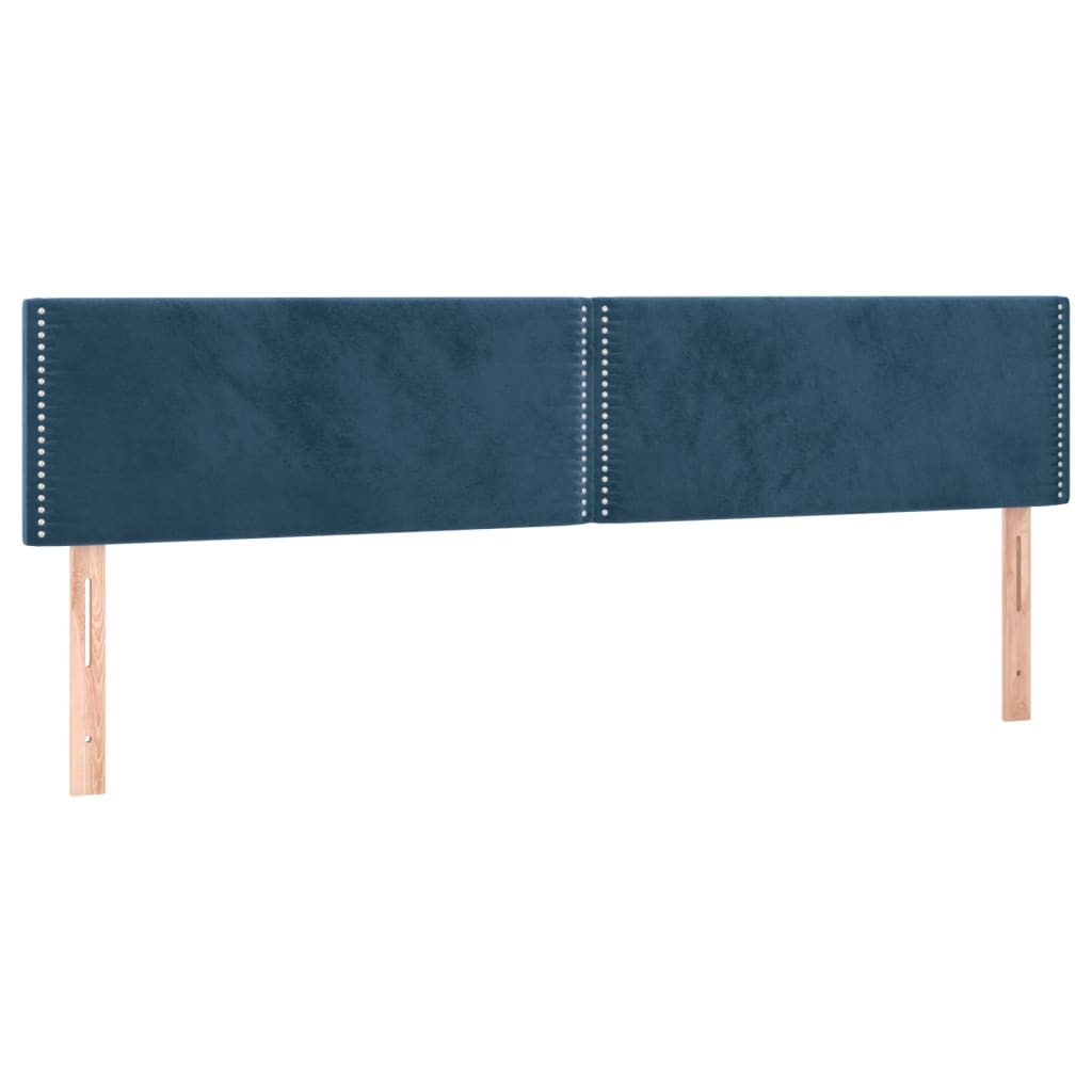 sötétkék bársony rugós és LED-es ágy matraccal 120x190 cm