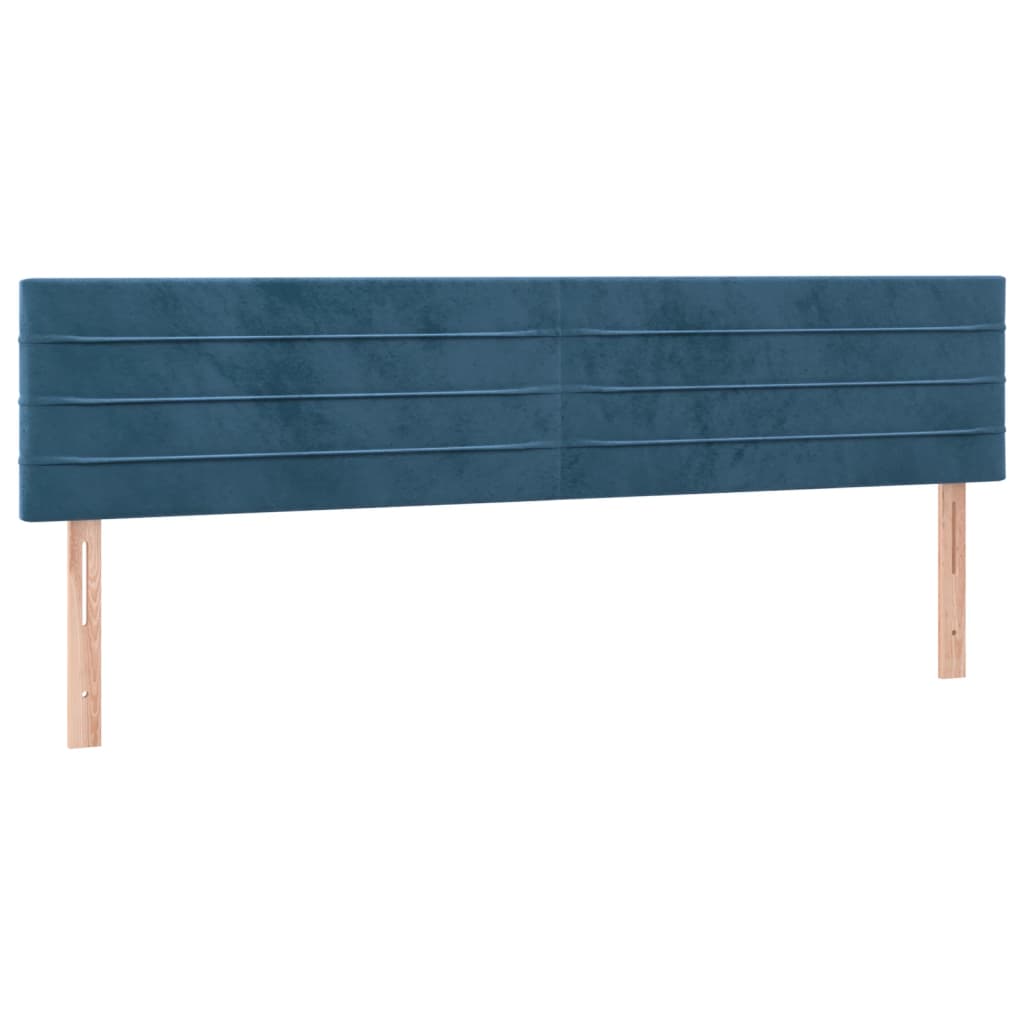 sötétkék bársony rugós és LED-es ágy matraccal 120x190 cm