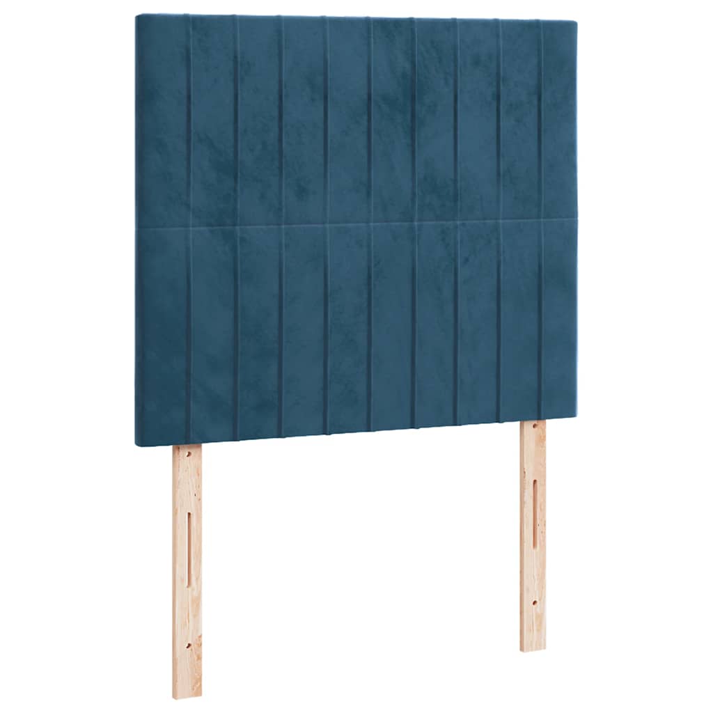 sötétkék bársony rugós és LED-es ágy matraccal 120x190 cm