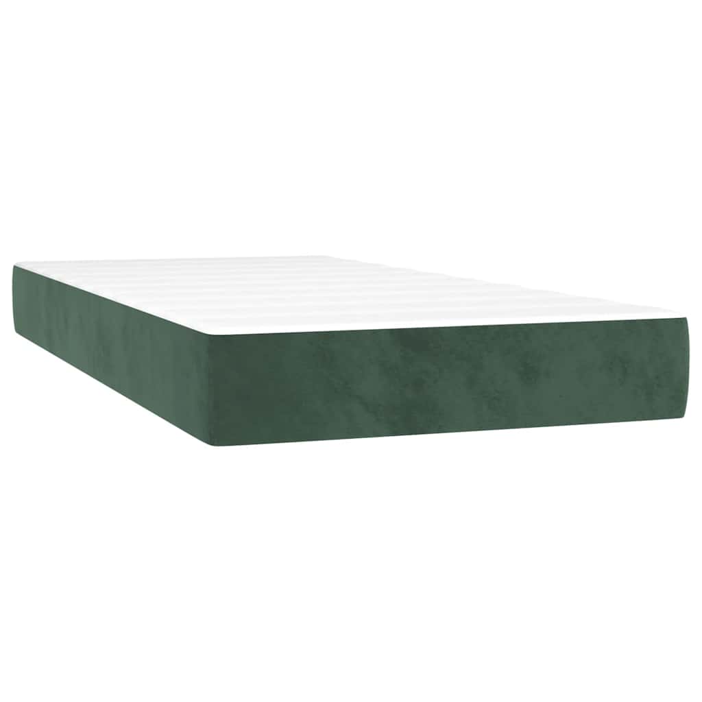 sötétzöld bársony rugós és LED-es ágy matraccal 120x190 cm
