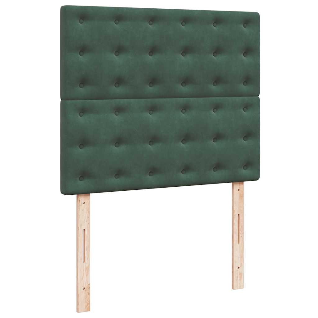 sötétzöld bársony rugós és LED-es ágy matraccal 120x190 cm