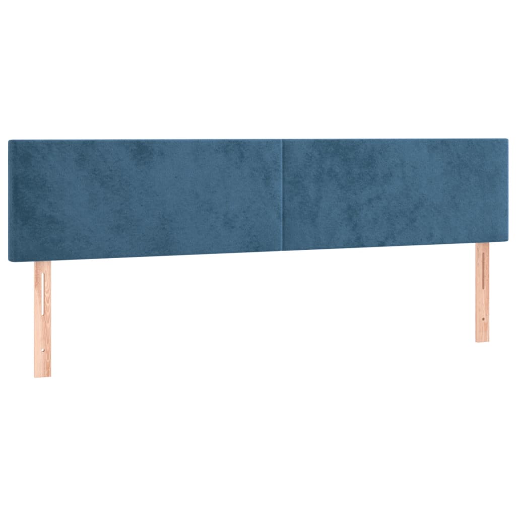 sötétkék bársony rugós ágy matraccal 120x190 cm