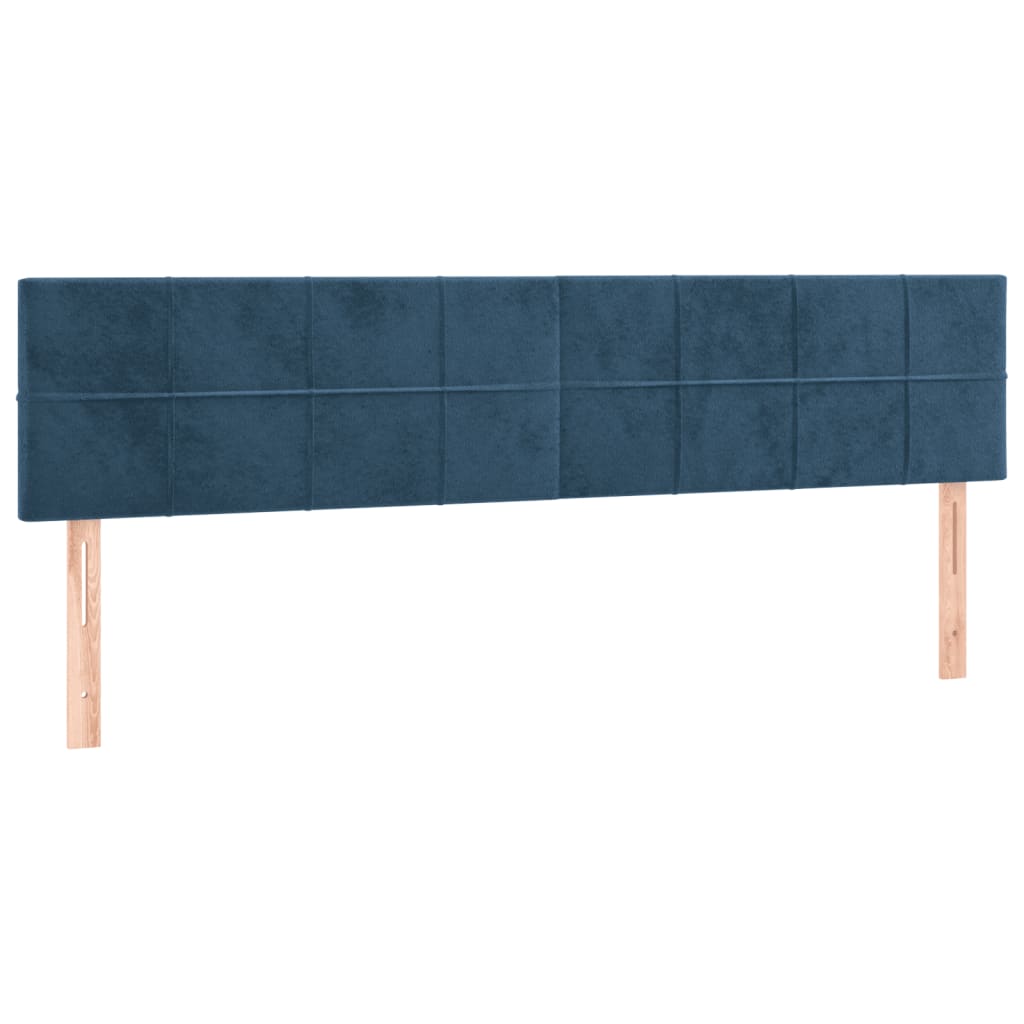 sötétkék bársony rugós ágy matraccal 120x190 cm
