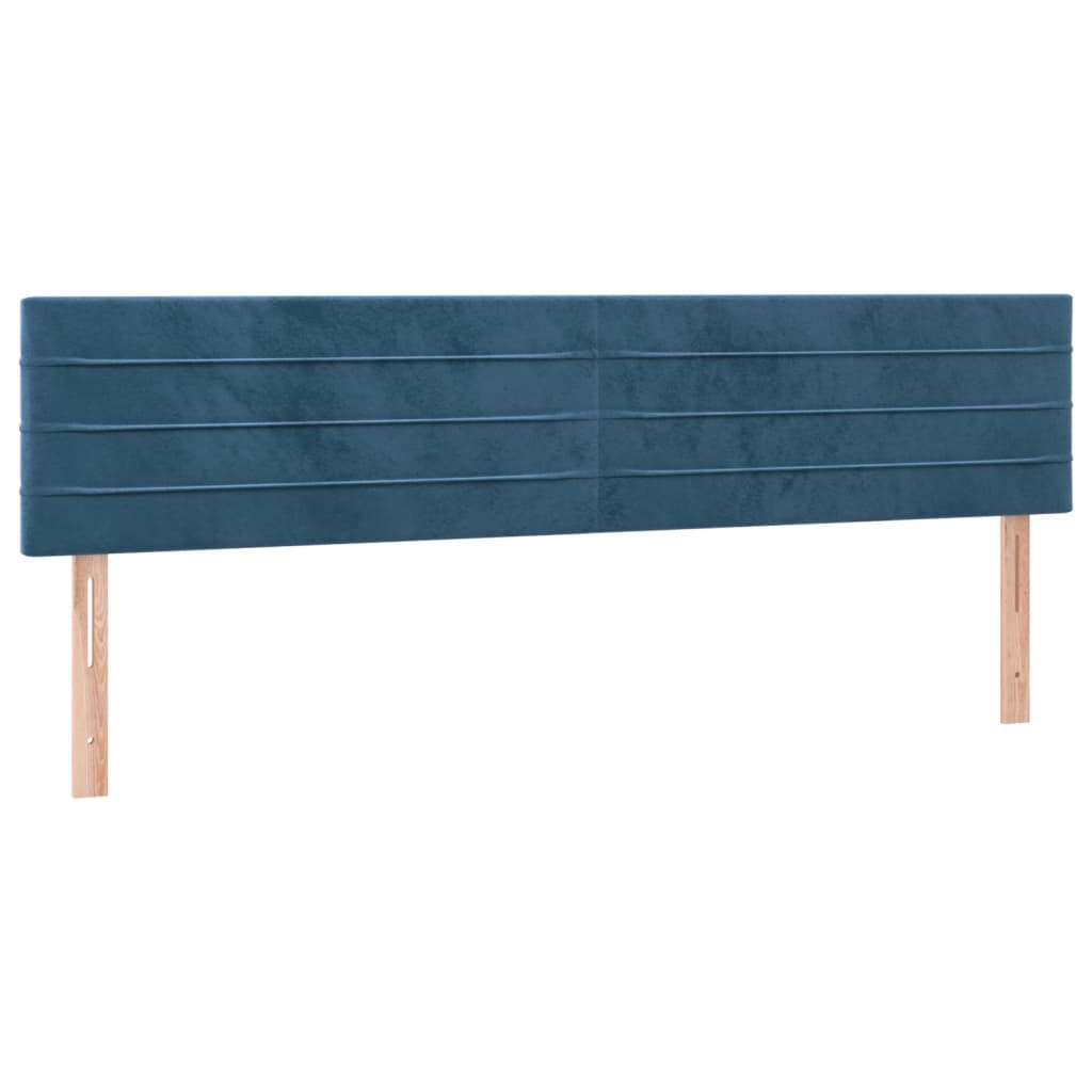 sötétkék bársony rugós ágy matraccal 120x190 cm