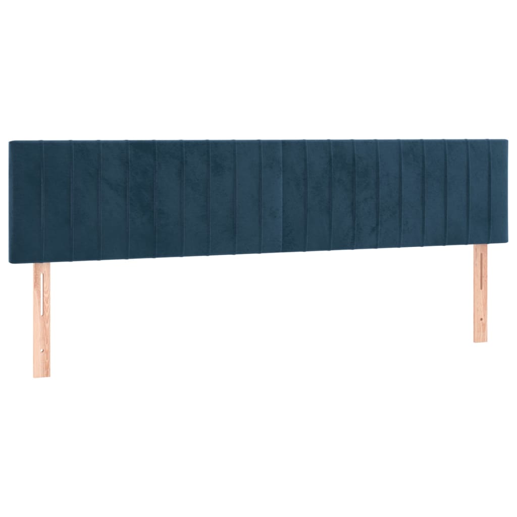 sötétkék bársony rugós ágy matraccal 120x190 cm