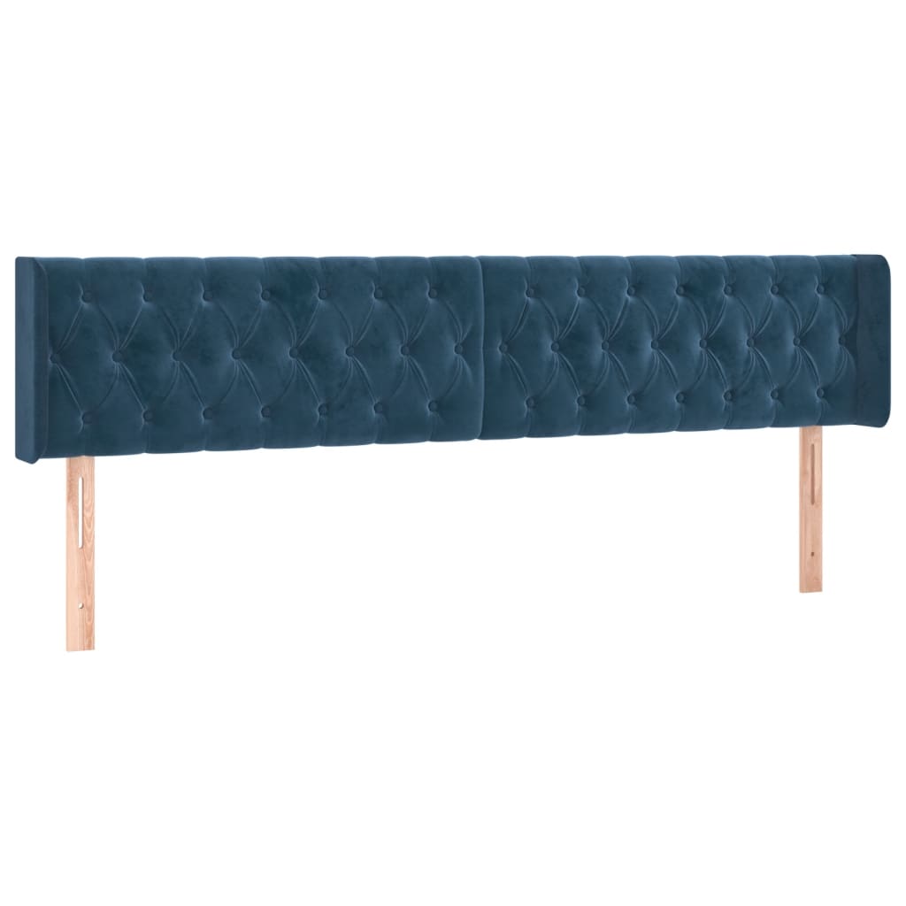 sötétkék bársony rugós ágy matraccal 120x190 cm