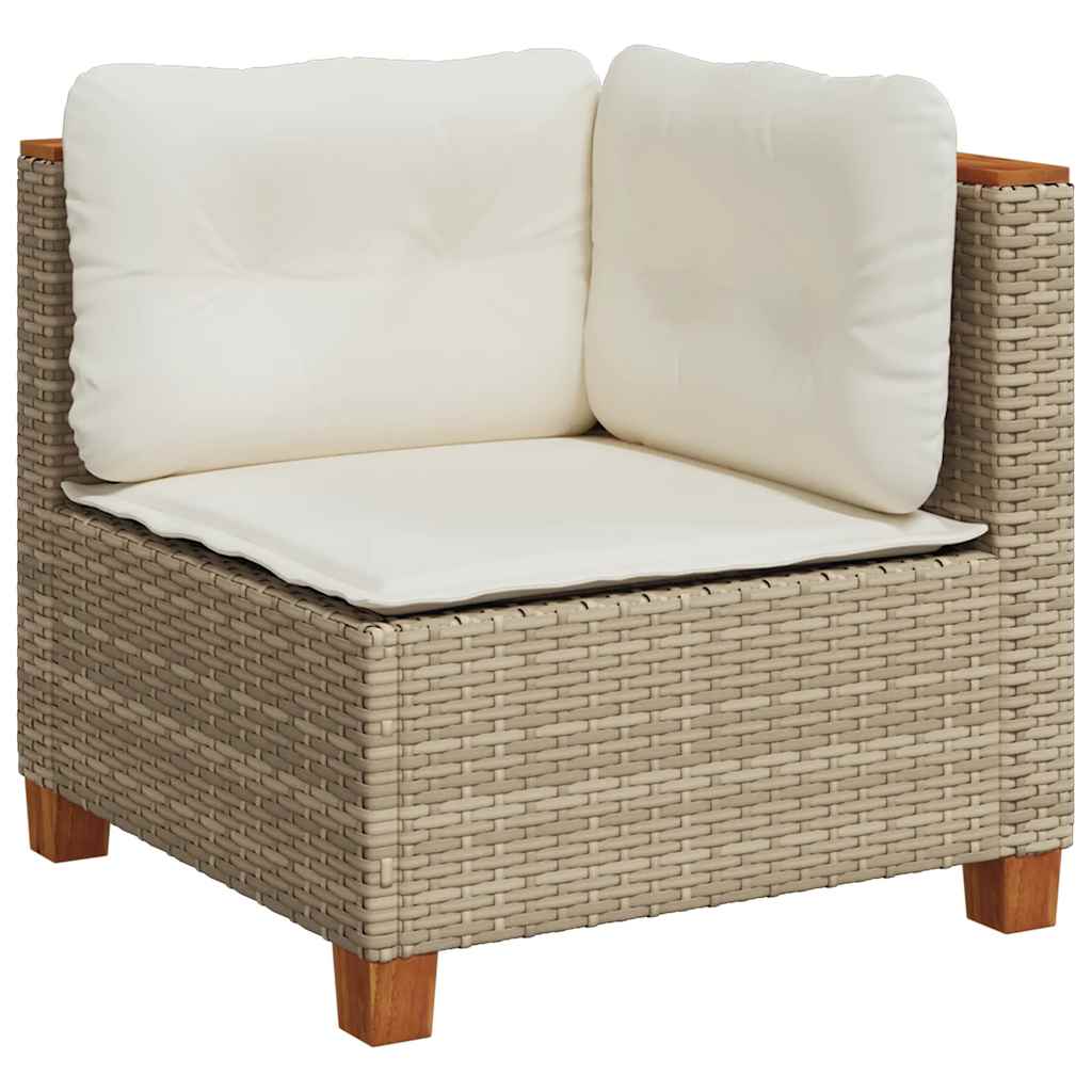 10 részes bézs polyrattan kerti ülőgarnitúra párnával