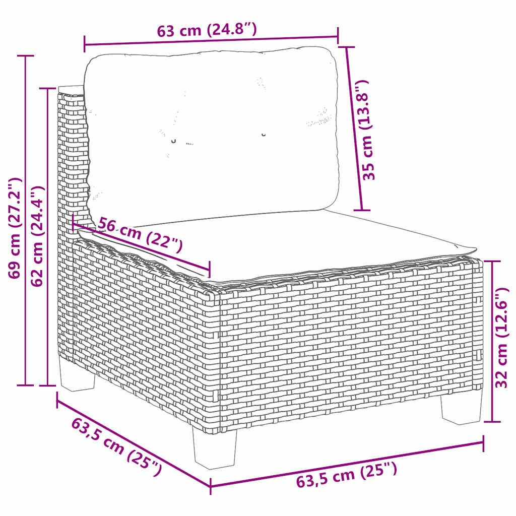 10 részes bézs polyrattan kerti ülőgarnitúra párnával
