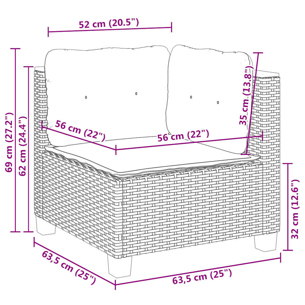10 részes bézs polyrattan kerti ülőgarnitúra párnával