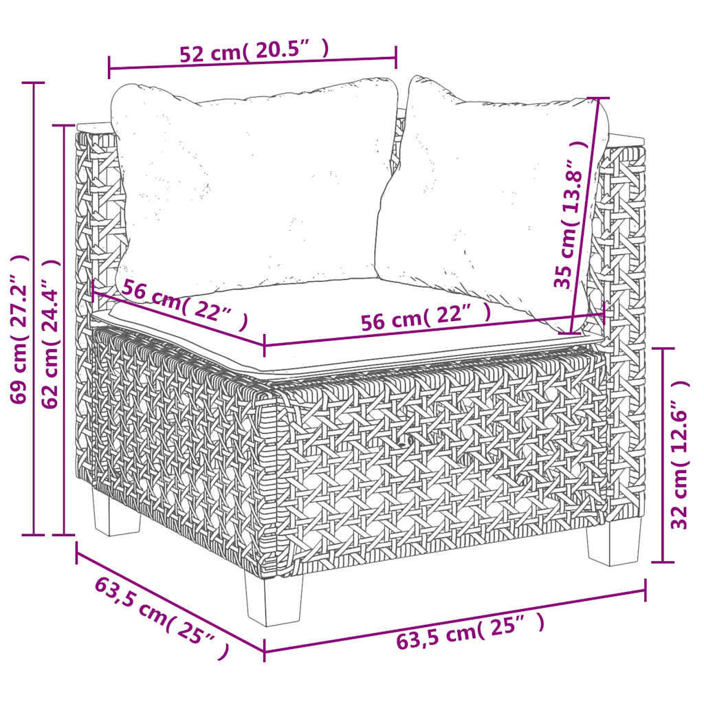 10 részes bézs polyrattan kerti ülőgarnitúra párnával