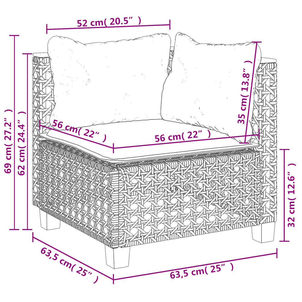 10 részes bézs polyrattan kerti ülőgarnitúra párnával
