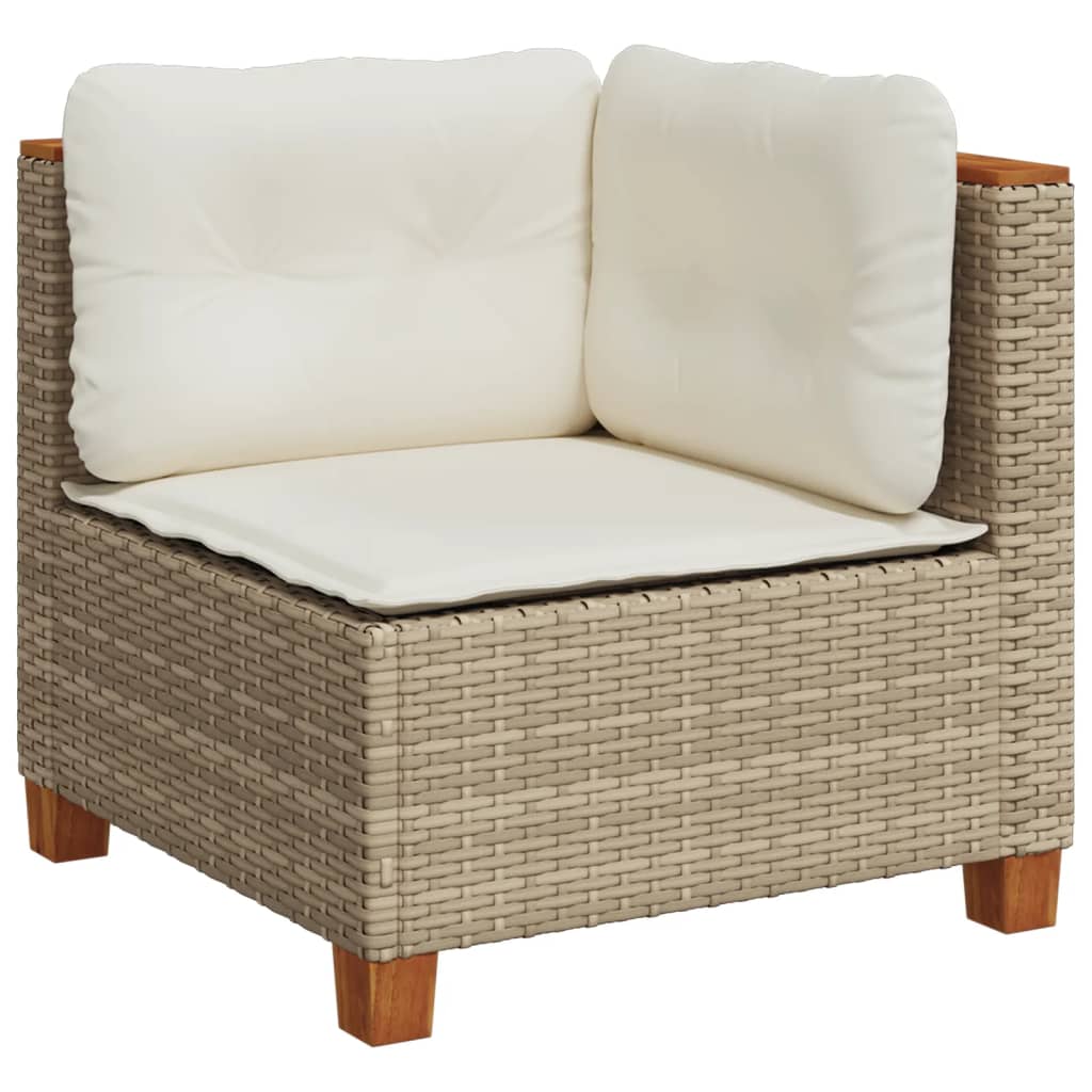 10 részes bézs polyrattan kerti ülőgarnitúra párnával