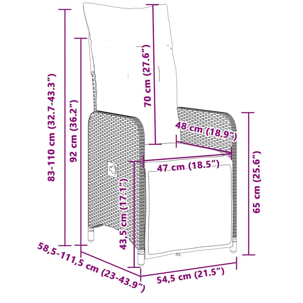 3 részes szürke polyrattan kerti bisztrógarnitúra párnákkal