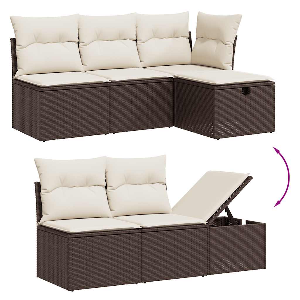 10 részes barna polyrattan kerti ülőgarnitúra párnákkal