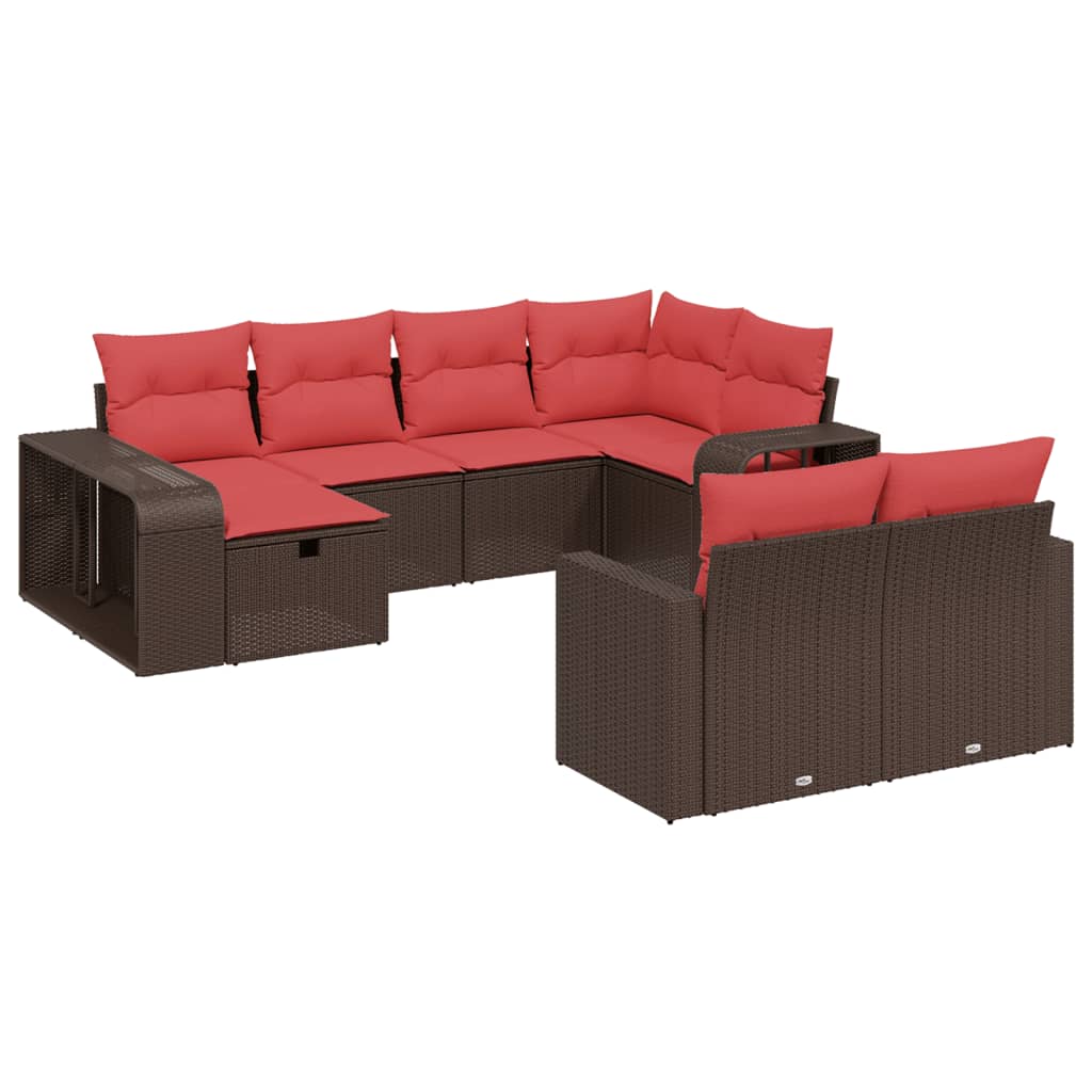 10 részes barna polyrattan kerti ülőgarnitúra párnákkal