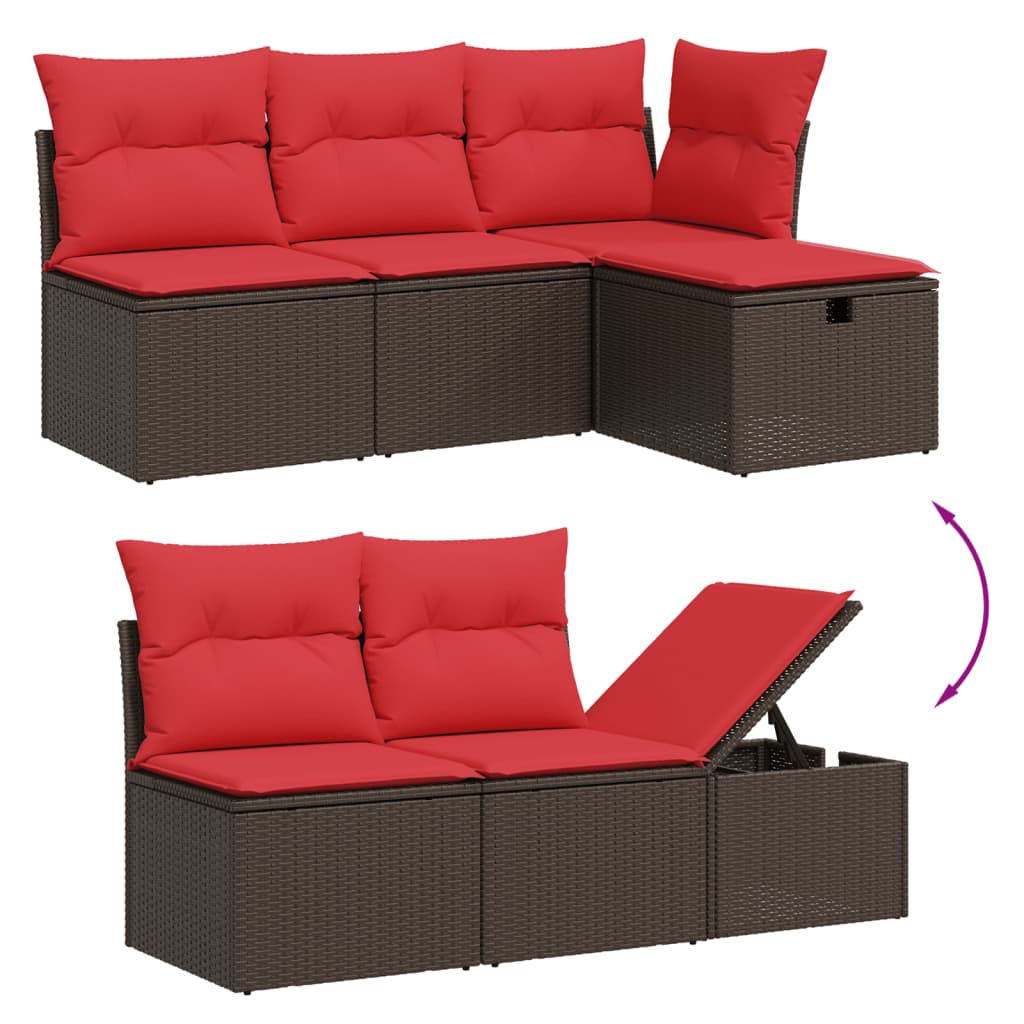 10 részes barna polyrattan kerti ülőgarnitúra párnákkal