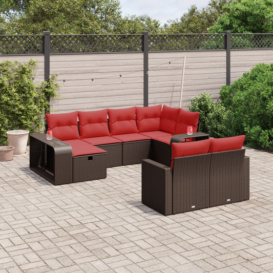 10 részes barna polyrattan kerti ülőgarnitúra párnákkal