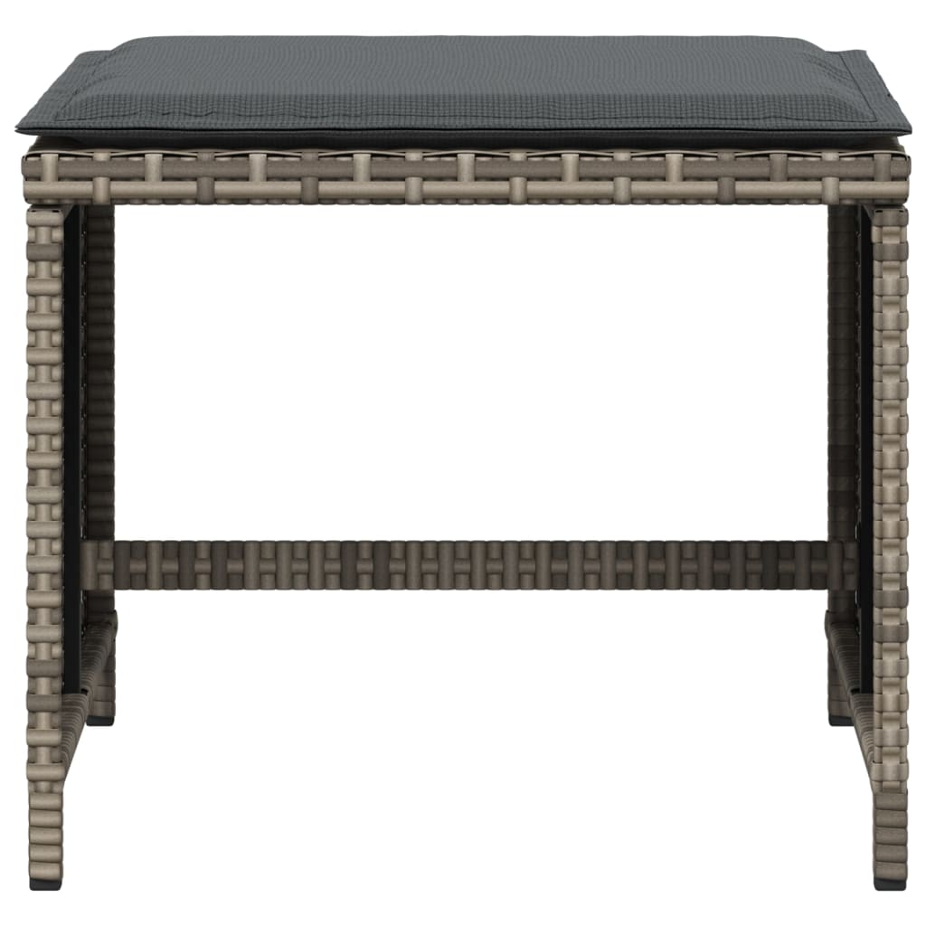 4 db szürke polyrattan kerti szék párnával 40 x 40 x 35 cm