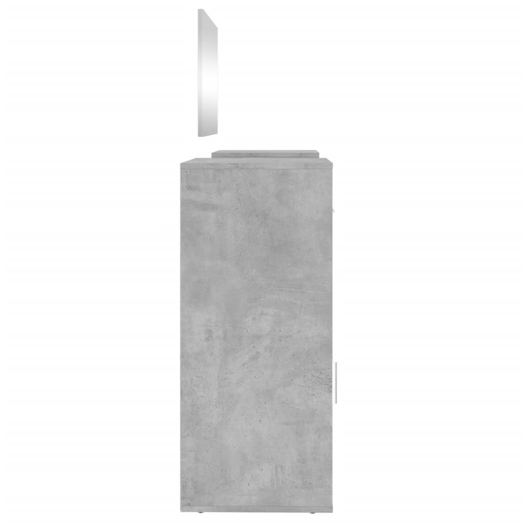 4 részes betonszürke szerelt fa fésülködőasztal-szett