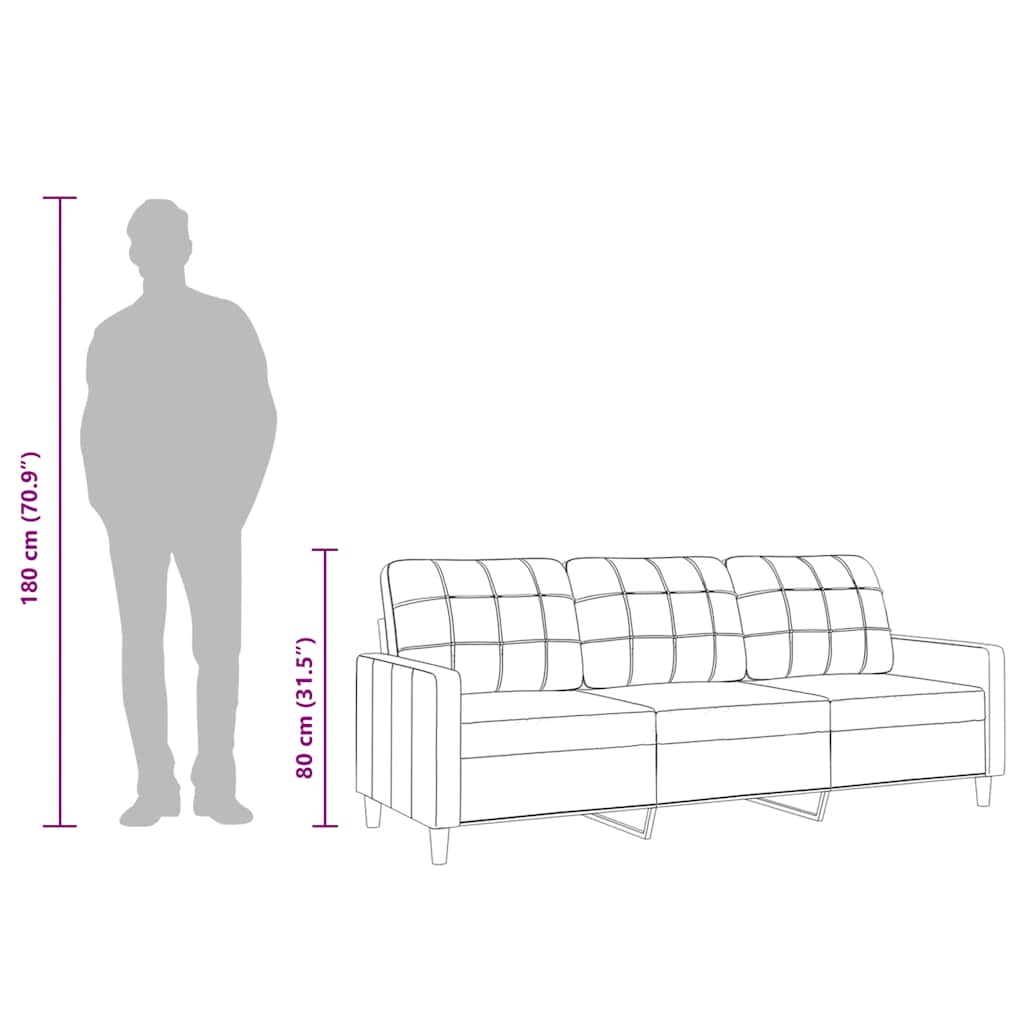 3 személyes fekete szövet kanapé 210 cm
