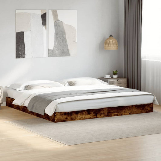 füstös tölgy színű szerelt fa ágykeret matrac nélkül 180x200 cm