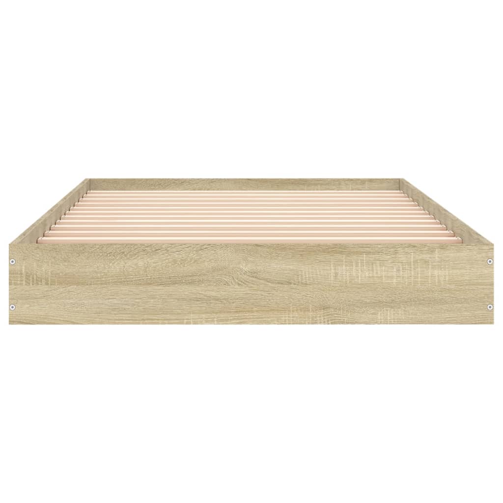 sonoma tölgy színű szerelt fa ágykeret matrac nélkül 100x200 cm