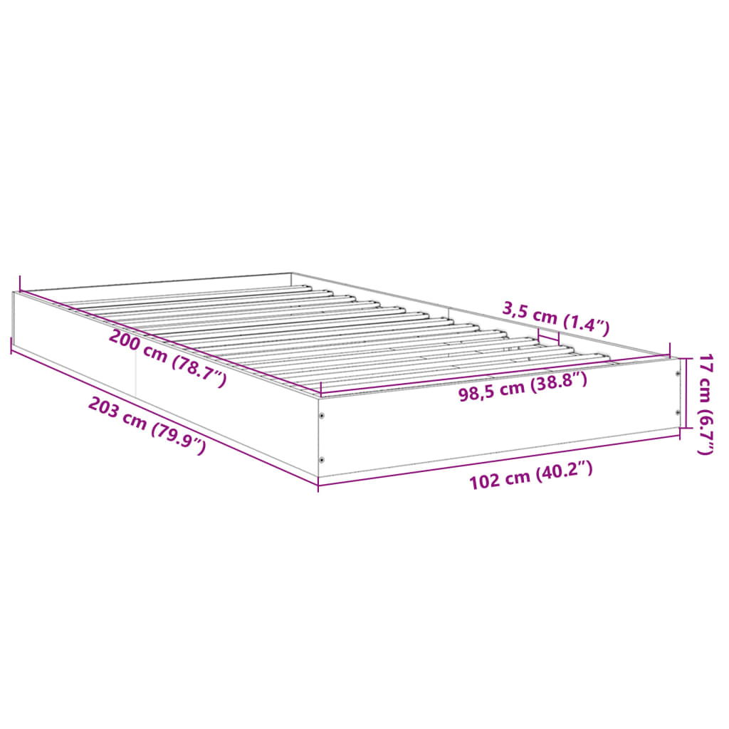 sonoma tölgy színű szerelt fa ágykeret matrac nélkül 100x200 cm