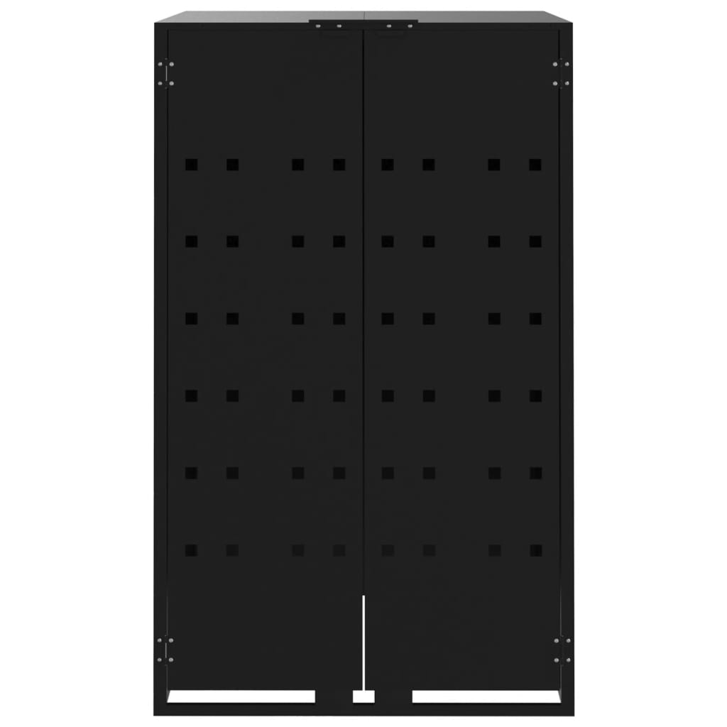 fekete acél kerekes tároló 5 szemeteskukához 345 x 79 x 117 cm
