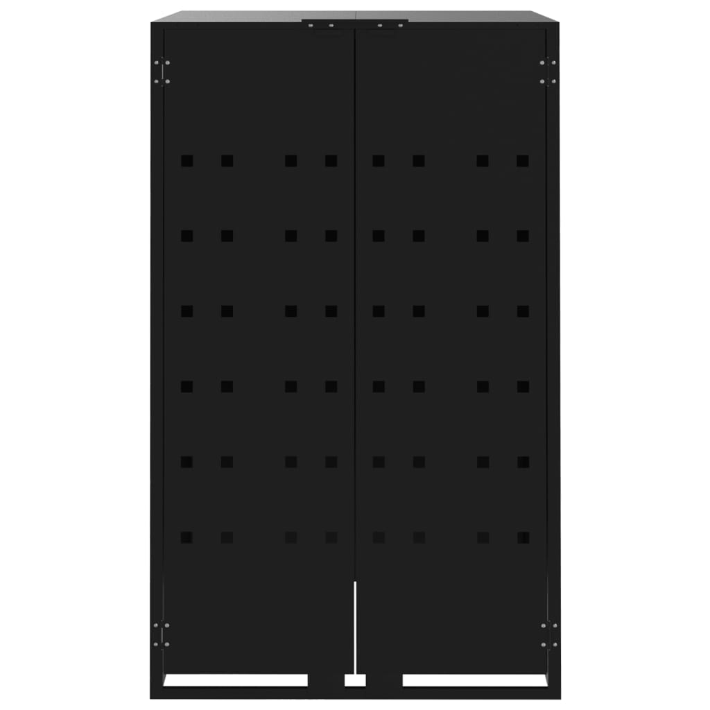 fekete acél kerekes tároló 6 szemeteskukához 414 x 79 x 117 cm
