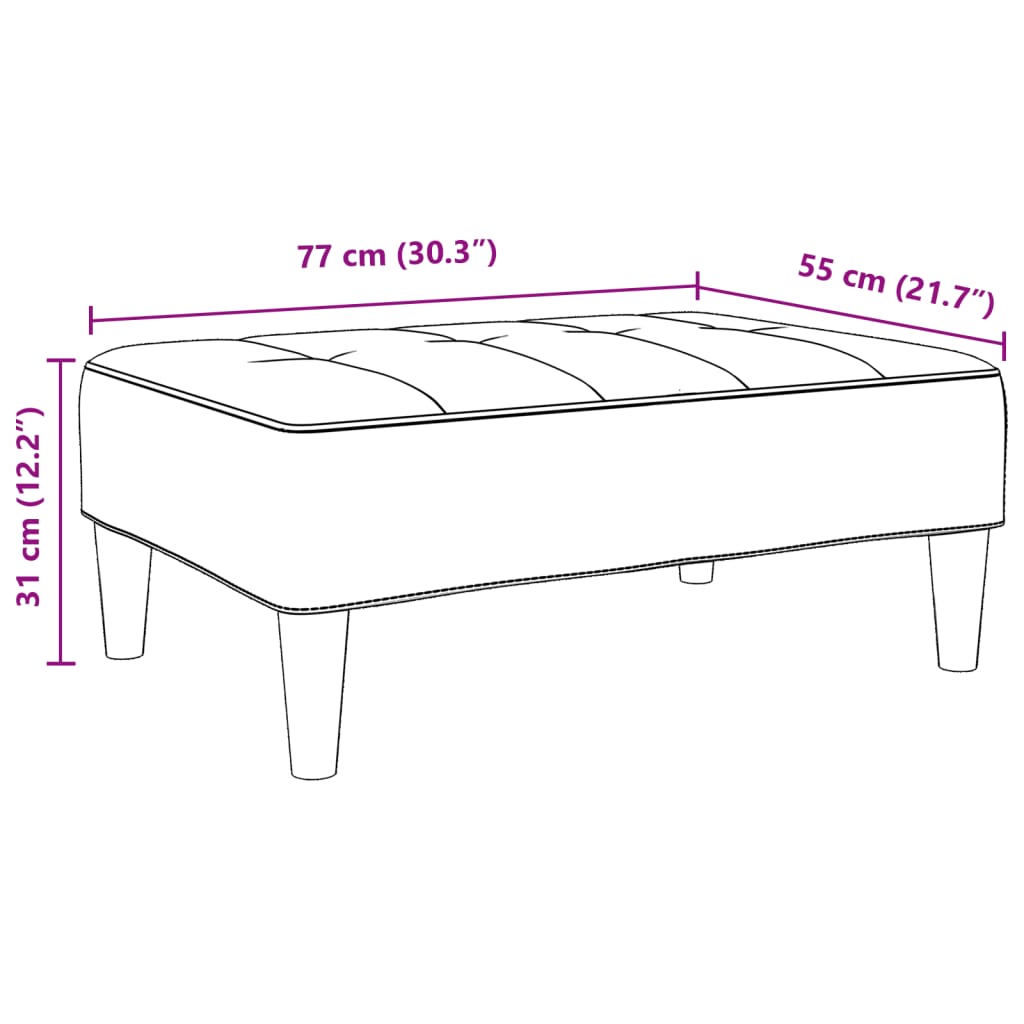 fekete bársony lábzsámoly 77x55x31 cm