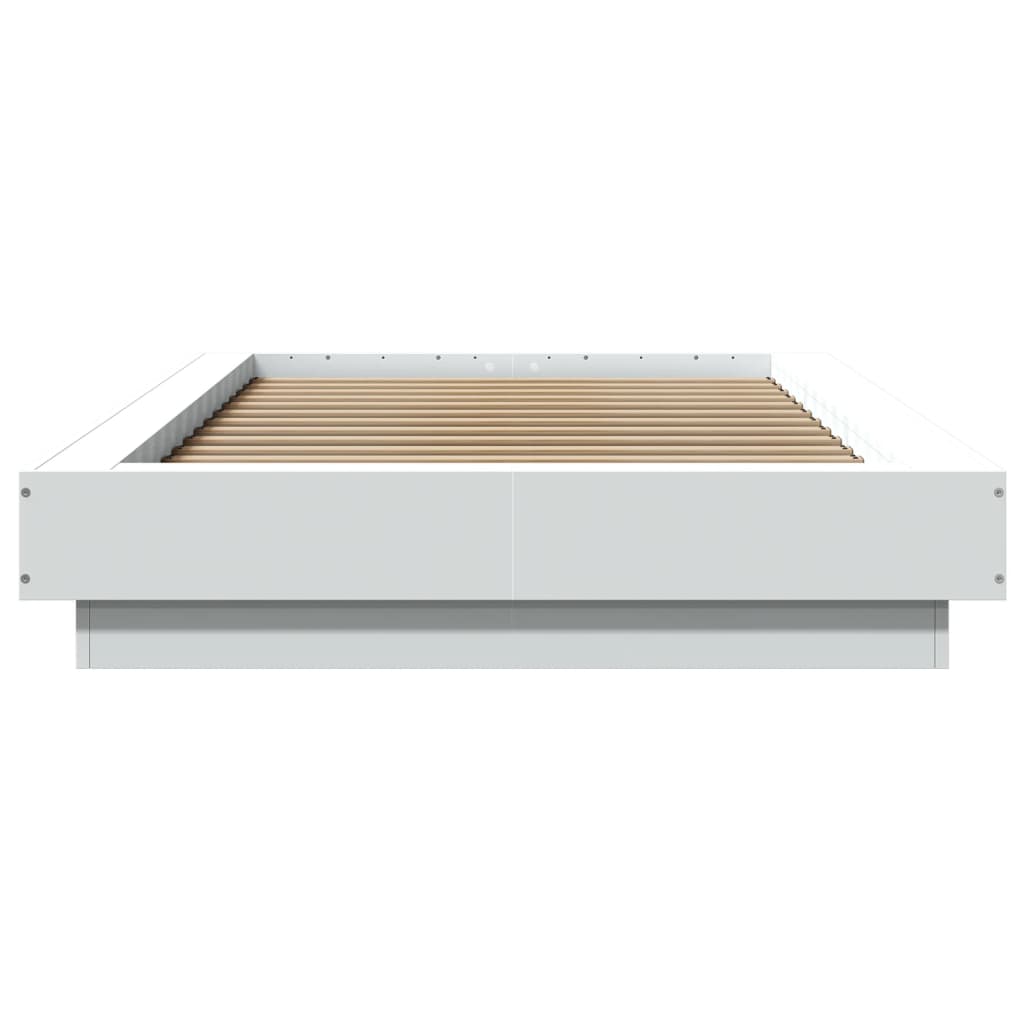 fehér szerelt fa ágykeret LED-del 75 x 190 cm