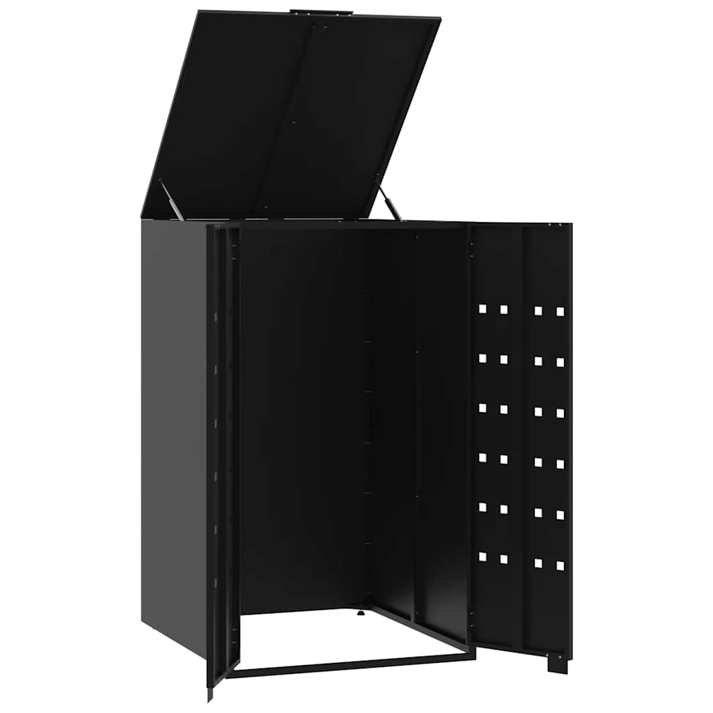 fekete acél kerekes tároló 1 szemeteskukához 69 x 79 x 117 cm
