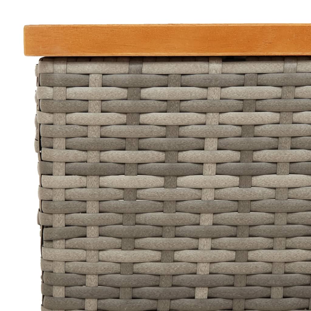 szürke polyrattan és akácfa kerti asztal 70 x 70 x 25 cm