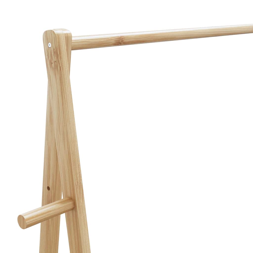bambusz ruhaállvány polcokkal és kerekekkel 132x45,5x155,5 cm
