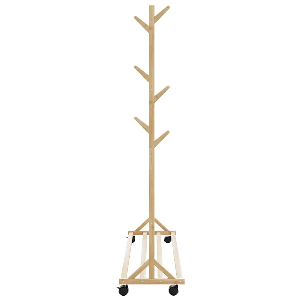 Ruhatartó állvány kampókkal kerekekkel 100x35x157 cm bambuszból