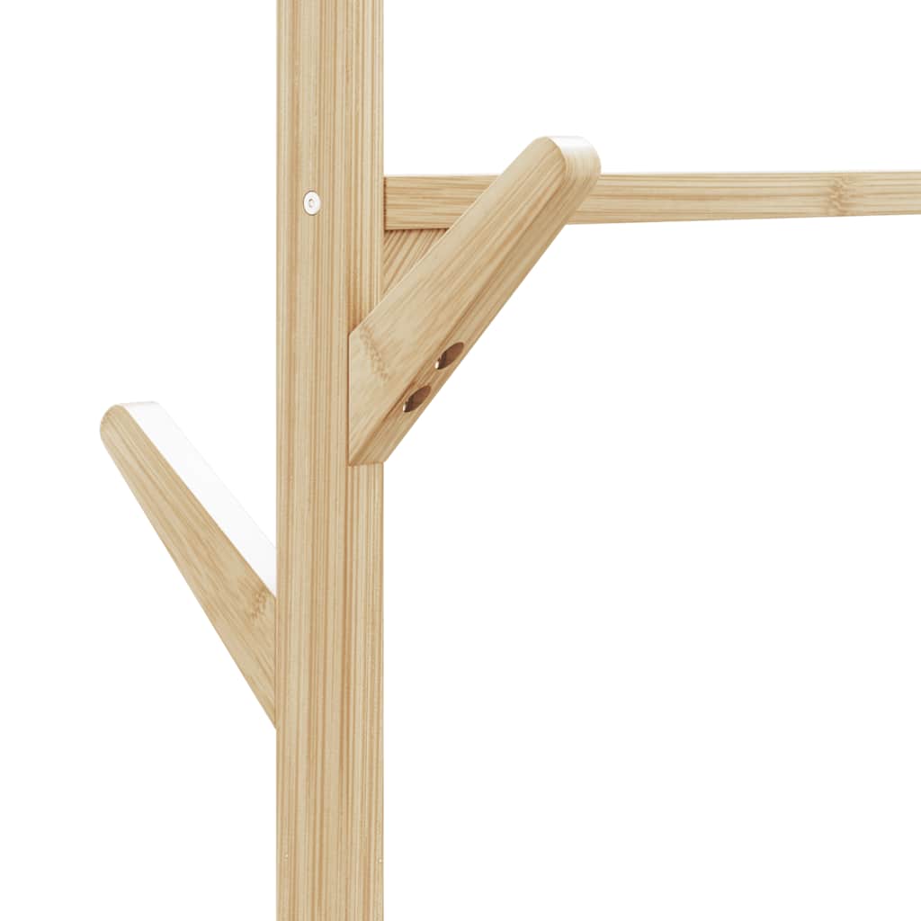 bambusz ruhaállvány polcokkal és kerekekkel 100x38x175,5 cm