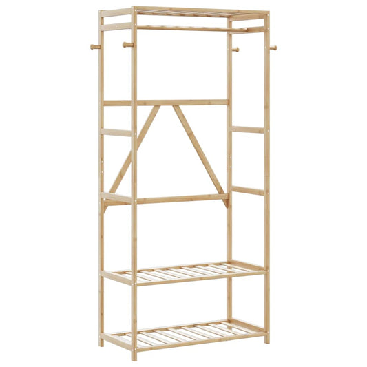 bambusz ruhaállvány polcokkal 80x40x175 cm