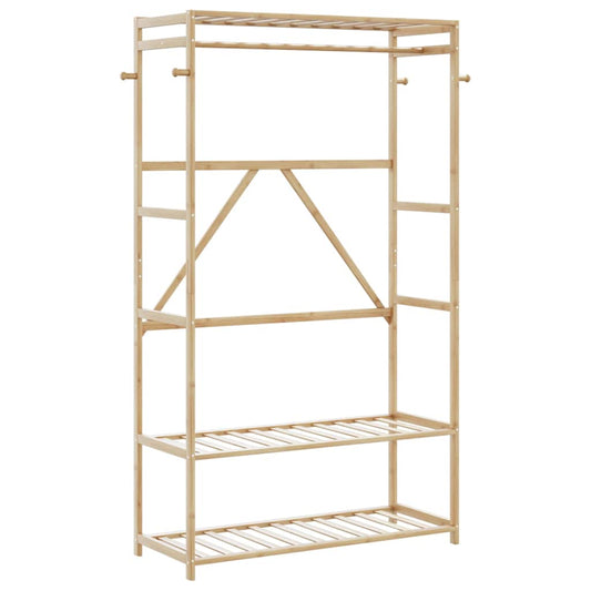 bambusz ruhaállvány polcokkal 110x40x175 cm