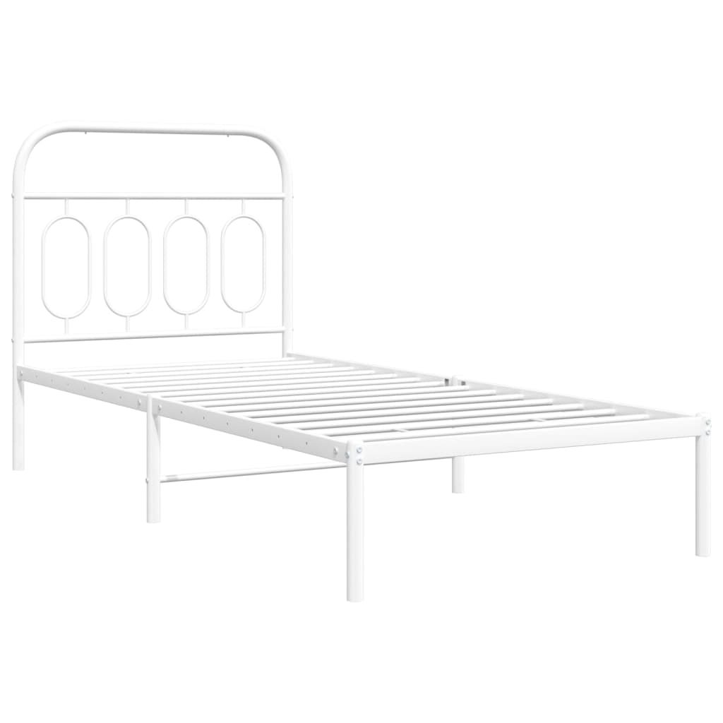 fehér fém ágykeret fejtámlával 90x200 cm
